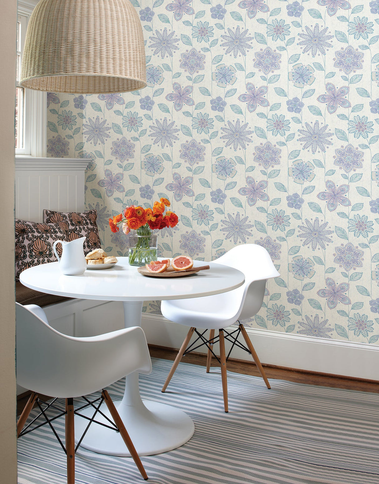 A-Street Prints 1014-001812 Maisie Indigo Batik Flower Wallpaper