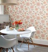 A-Street Prints 1014-001813 Maisie Coral Batik Flower Wallpaper