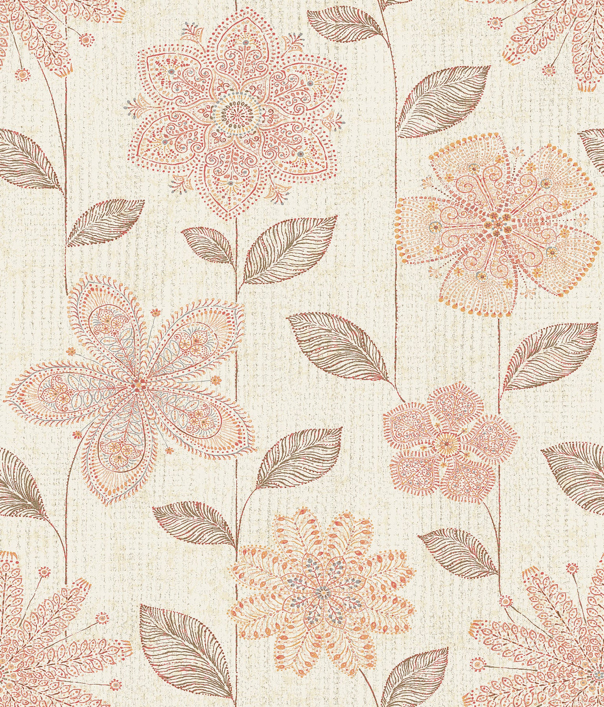 A-Street Prints 1014-001813 Maisie Coral Batik Flower Wallpaper