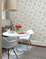 A-Street Prints 1014-001814 Maisie Teal Batik Flower Wallpaper