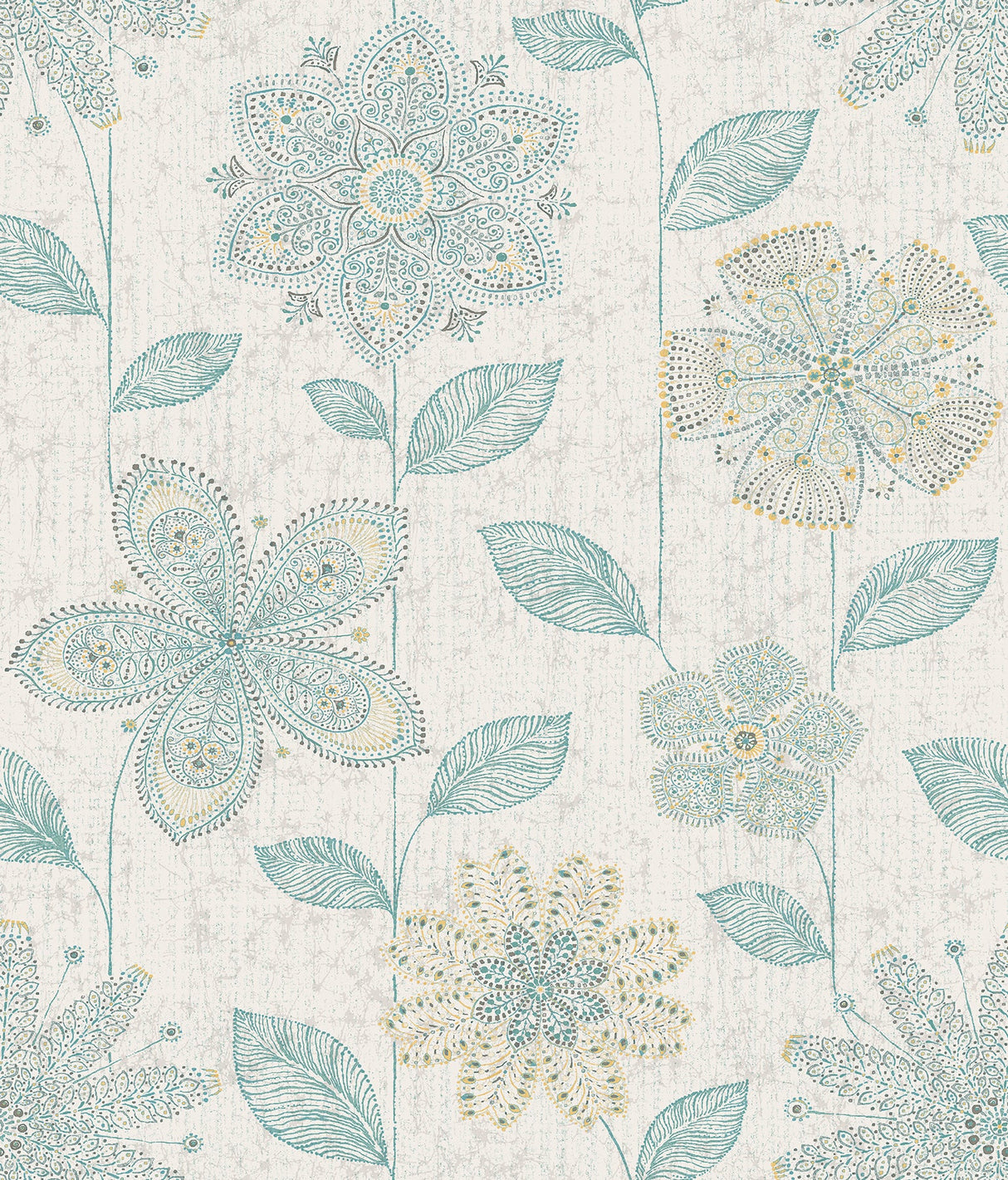 A-Street Prints 1014-001814 Maisie Teal Batik Flower Wallpaper