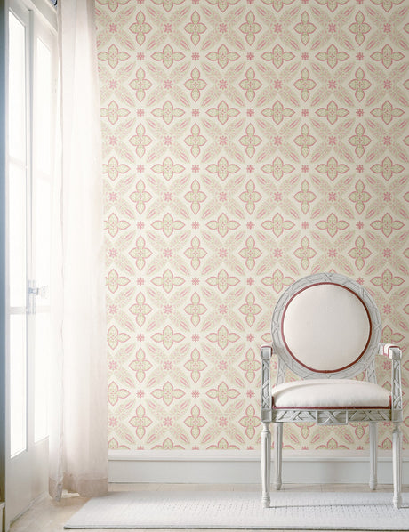 A-Street Prints 1014-001826 Off Beat Ethnic Pink Geometric Floral Wallpaper