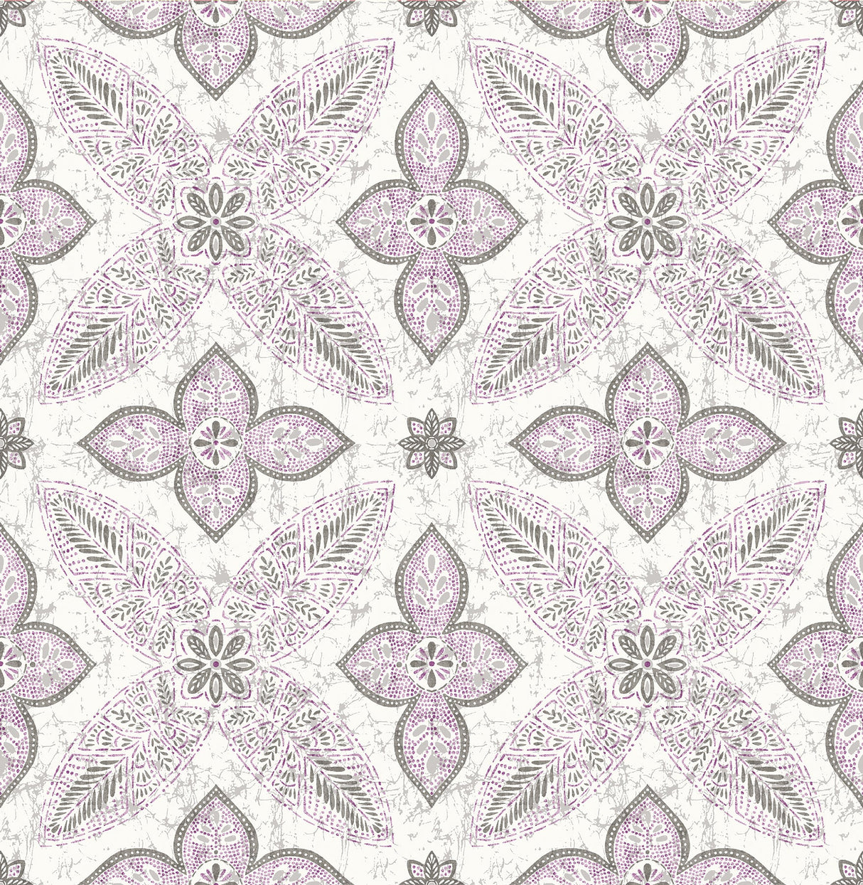 A-Street Prints 1014-001827 Off Beat Ethnic Violet Geometric Floral Wallpaper