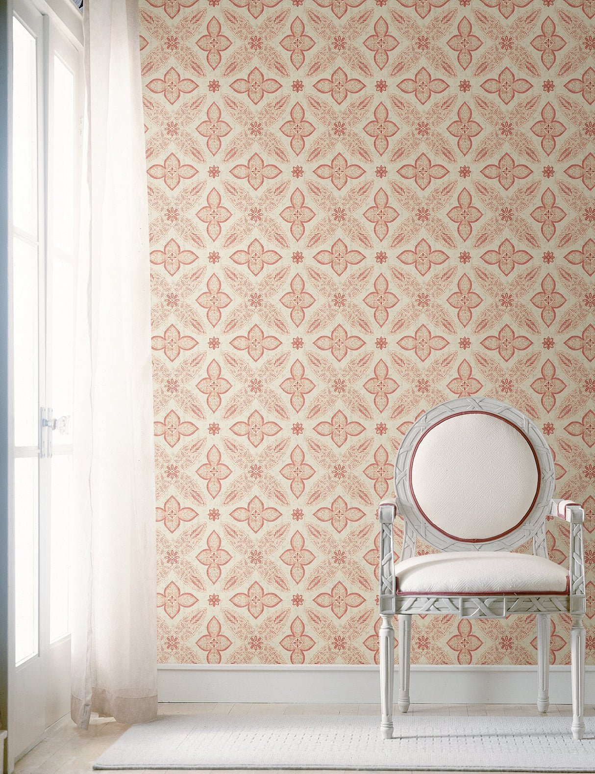 A-Street Prints 1014-001828 Off Beat Ethnic Red Geometric Floral Wallpaper