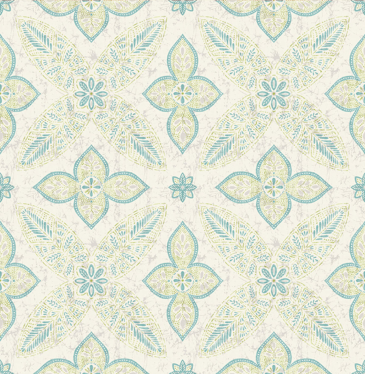 A-Street Prints 1014-001829 Off Beat Ethnic Turquoise Geometric Floral Wallpaper