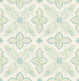 A-Street Prints 1014-001829 Off Beat Ethnic Turquoise Geometric Floral Wallpaper