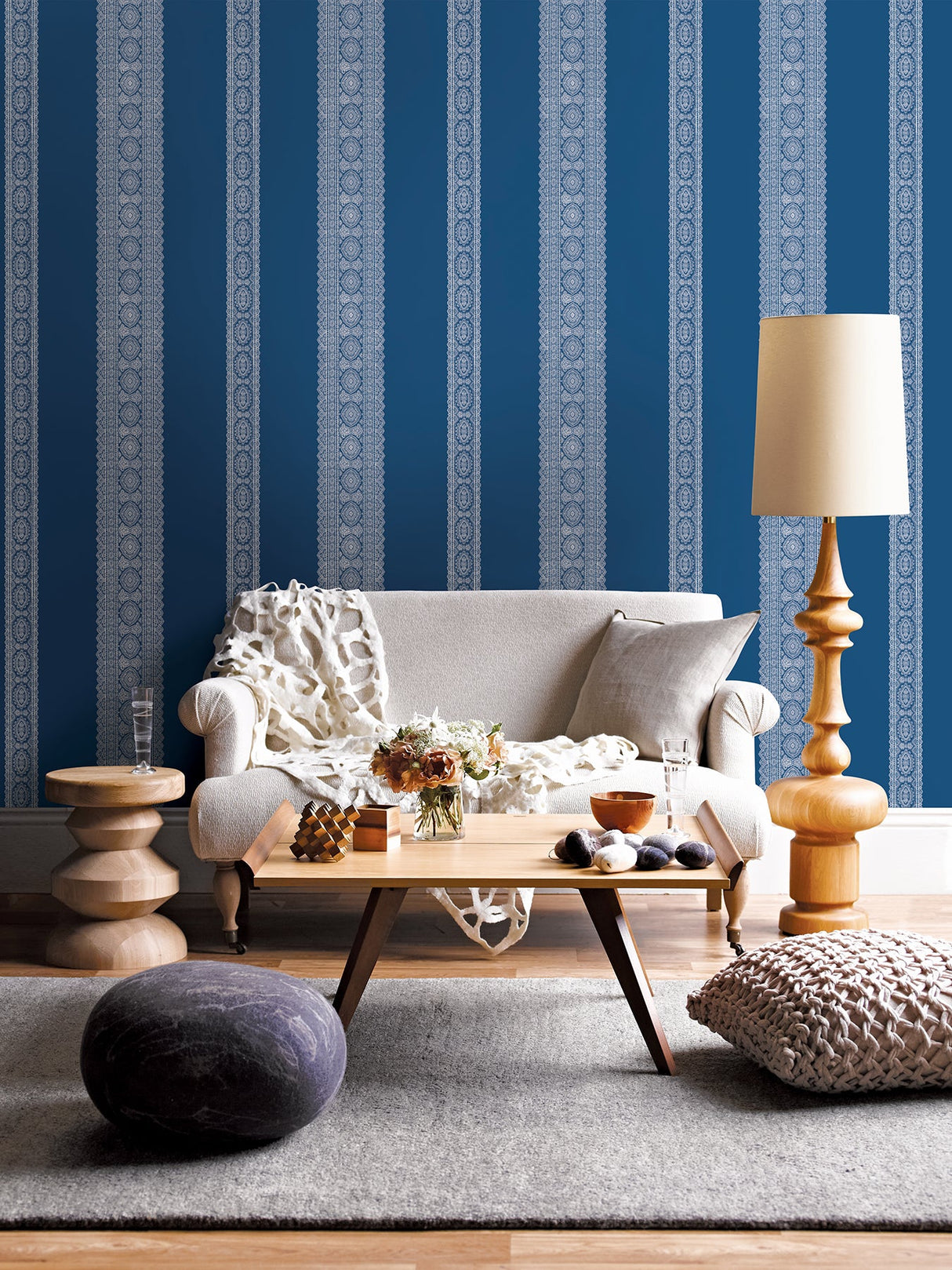 A-Street Prints 1014-001832 Brynn Indigo Paisley Stripe Wallpaper