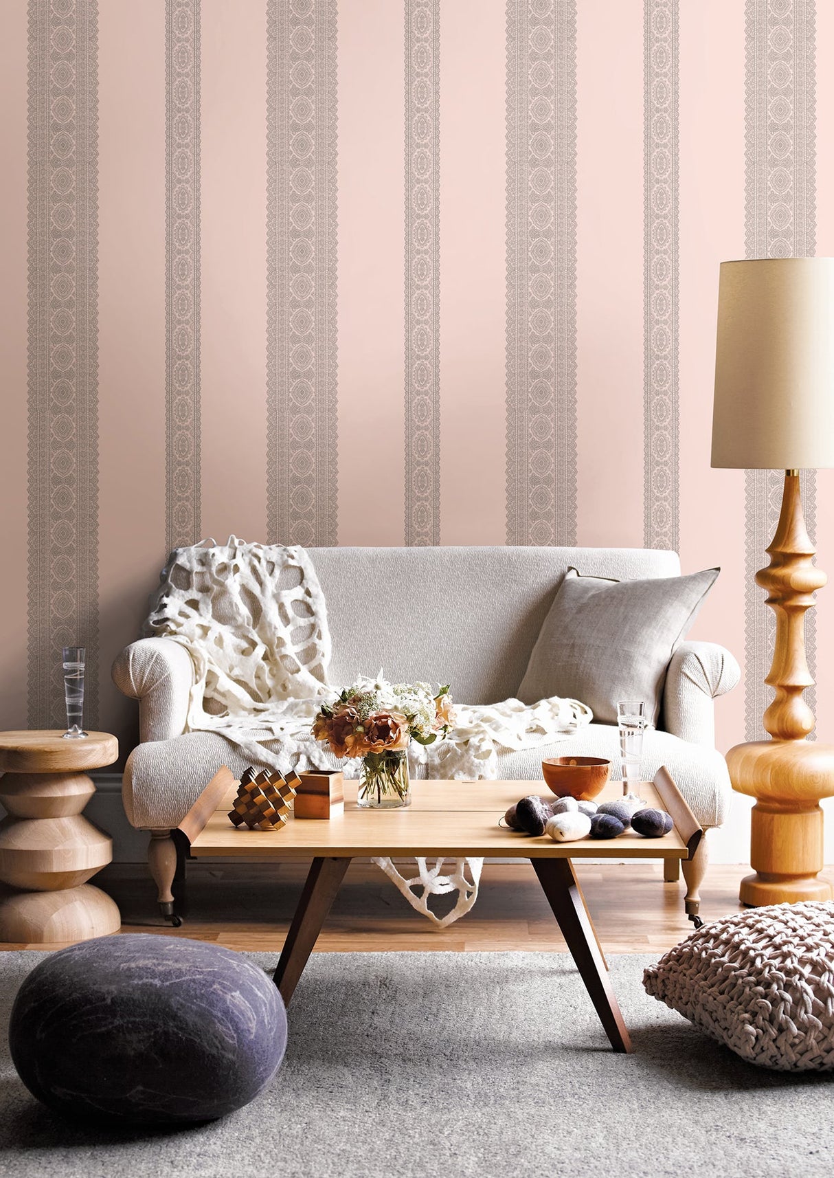 A-Street Prints 1014-001835 Brynn Grey Paisley Stripe Wallpaper