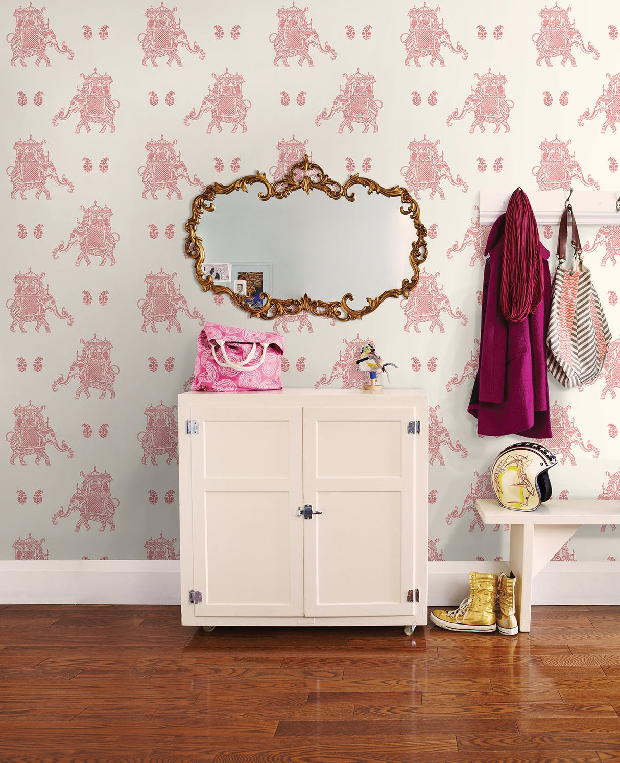 A-Street Prints 1014-001836 Ophelia Pink Elephant Wallpaper