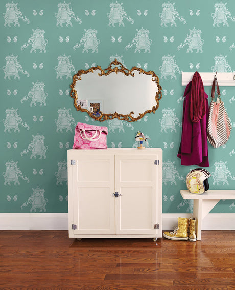 A-Street Prints 1014-001839 Ophelia Turquoise Elephant Wallpaper