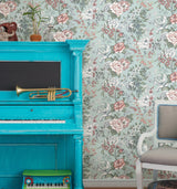 A-Street Prints 1014-001846 Ainsley Aqua Boho Floral Wallpaper