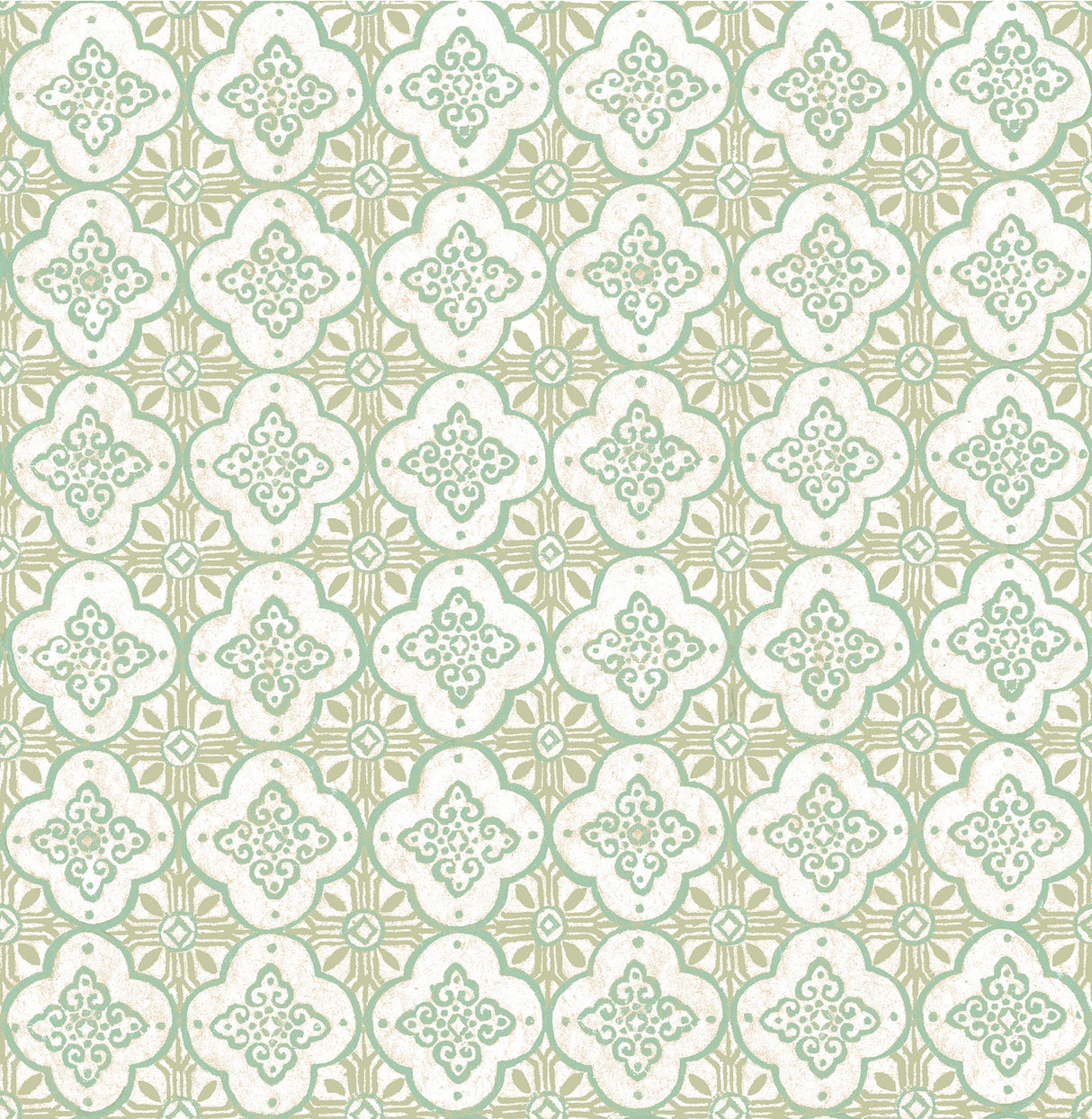 A-Street Prints 1014-001851 Geo Green Quatrefoil Wallpaper