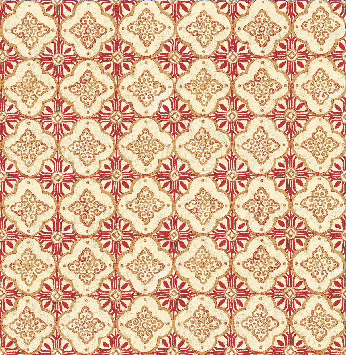 A-Street Prints 1014-001853 Geo Red Quatrefoil Wallpaper