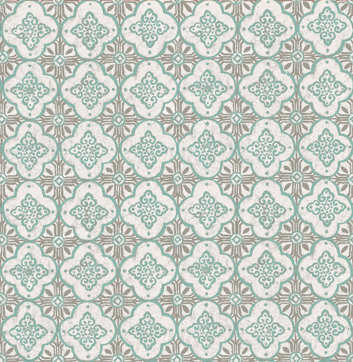 A-Street Prints 1014-001854 Geo Turquoise Quatrefoil Wallpaper