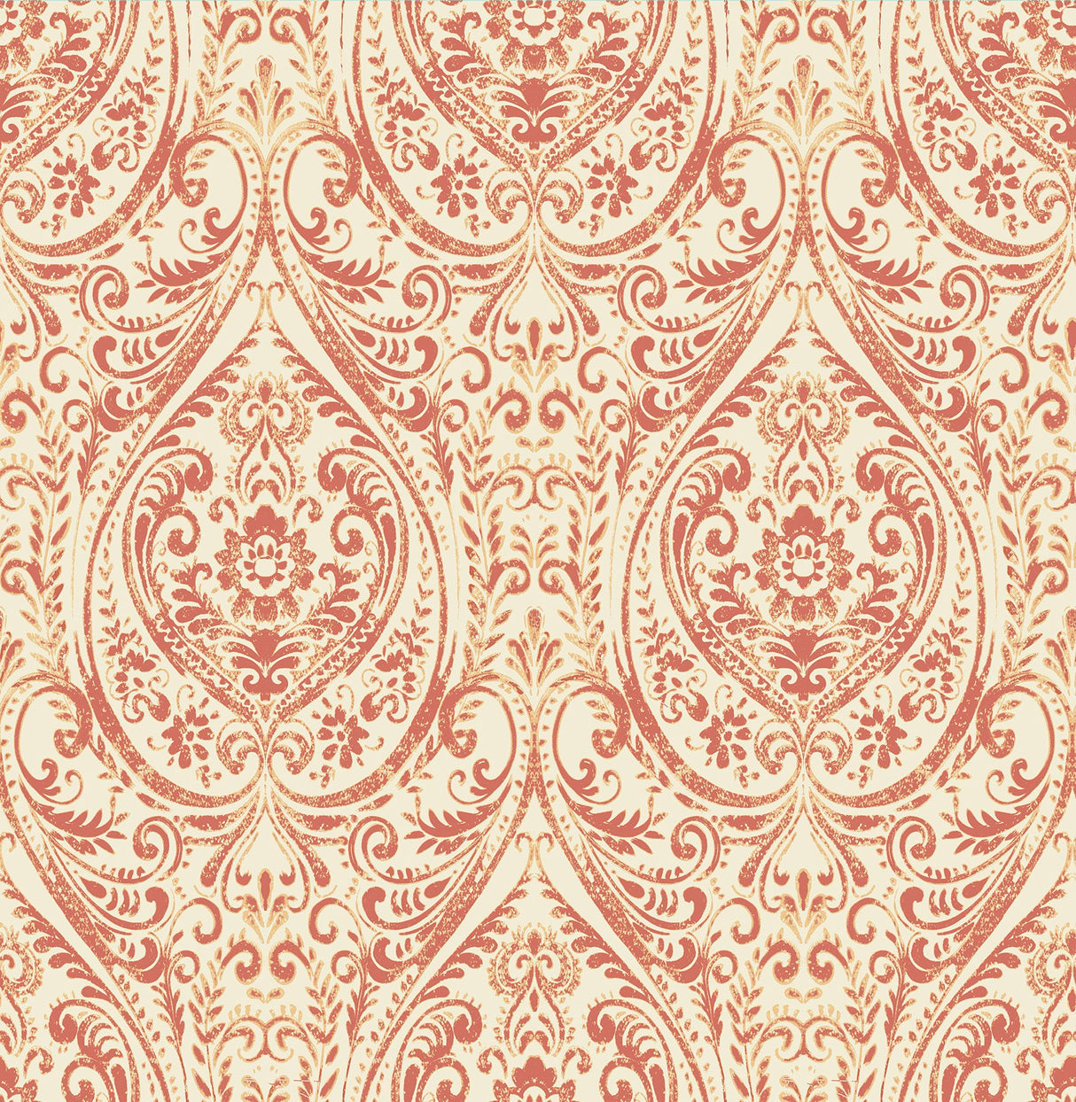 A-Street Prints 1014-001867 Gypsy Coral Damask Wallpaper