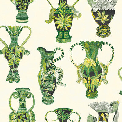 COLE & SON 109/12056.CS.0 KHULU VASES GREEN & WHITE Wallpaper - Eade's Wallpaper
