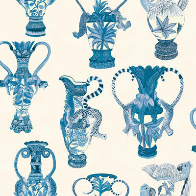 COLE & SON 109/12059.CS.0 KHULU VASES BLUE & WHITE Wallpaper - Eade's Wallpaper