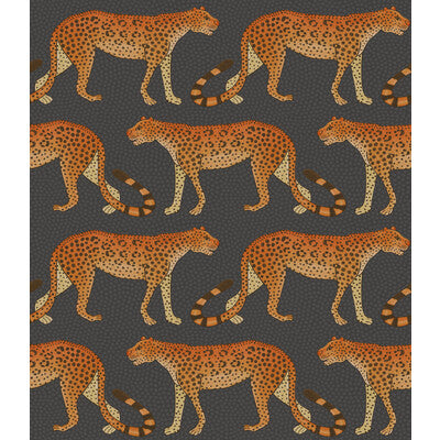 COLE & SON 109/2008.CS.0 LEOPARD WALK CHARCOAL & ORANGE Wallpaper - Eade's Wallpaper