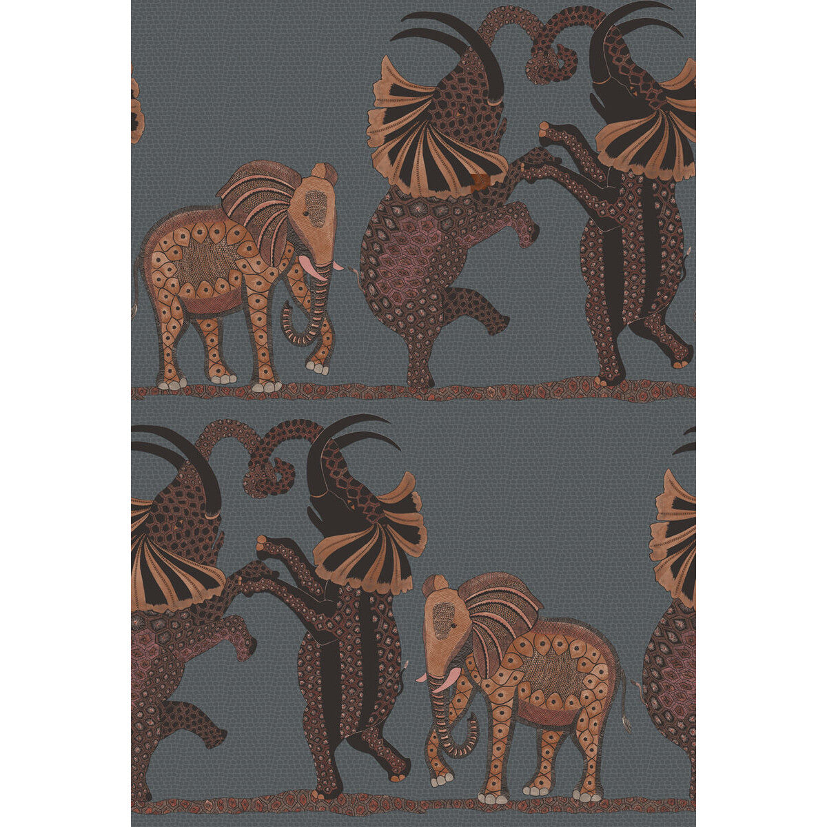 COLE & SON 109/8040.CS.0 SAFARI DANCE CHARCOAL & REDS Wallpaper - Eade's Wallpaper