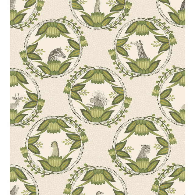 COLE & SON 109/9041.CS.0 ARDMORE CAMEOS STONE & GREEN Wallpaper - Eade's Wallpaper