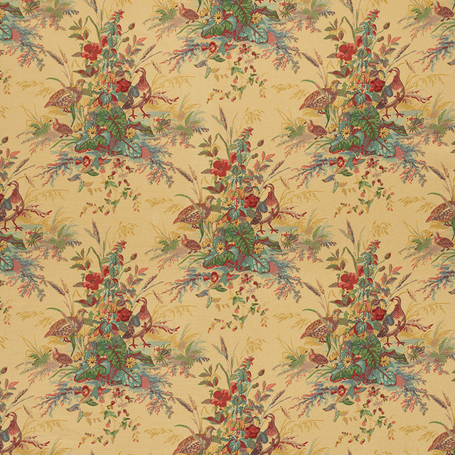 Schumacher Quail Meadow Spring Fabric - Eade's Wallpaper