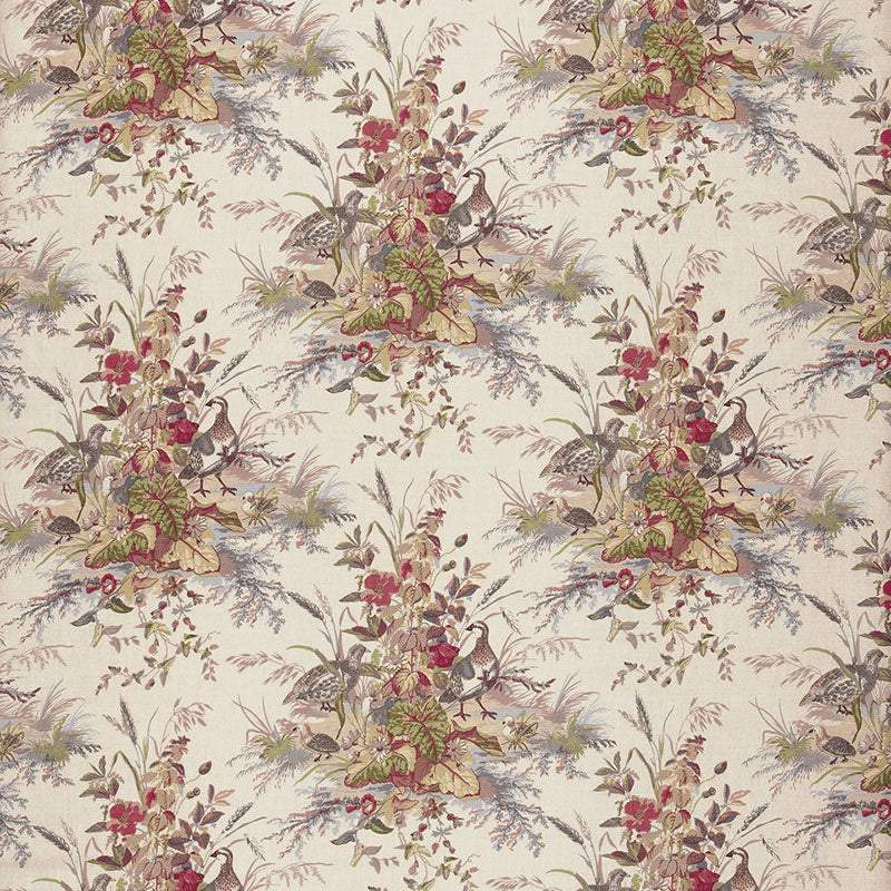 Schumacher Quail Meadow Winter Fabric - Eade's Wallpaper