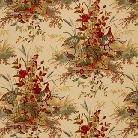Schumacher Quail Meadow Autumn Fabric - Eade's Wallpaper