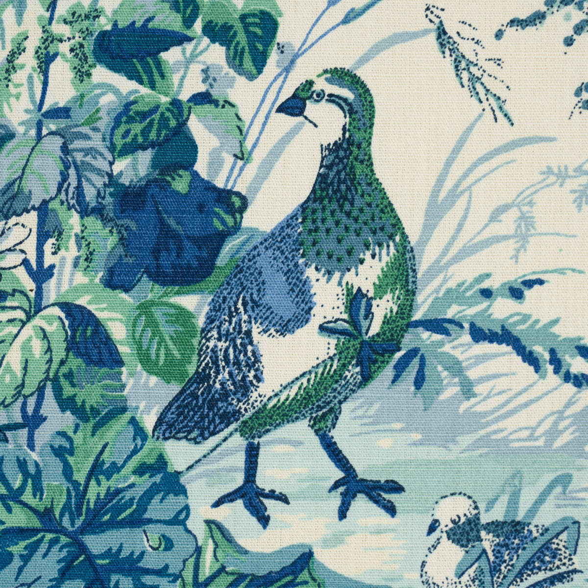 Schumacher 1106044 QUAIL MEADOW in PEACOCK Fabric - A COUNTR