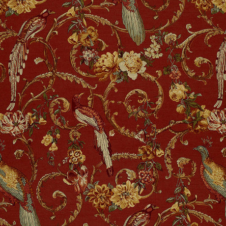 Schumacher Madrigal Brick Red Fabric - Eade's Wallpaper