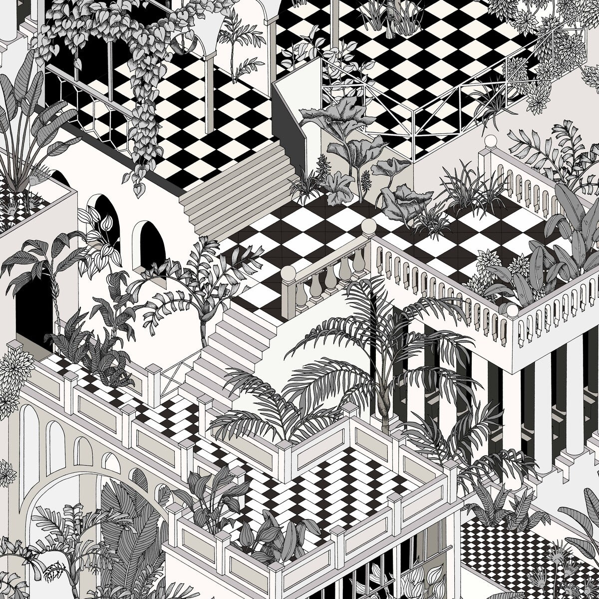 COLE & SON 112/6024.CS.0 MIAMI BLACK/WHITE Wallpaper - Eade's Wallpaper