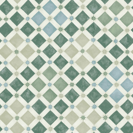 COLE & SON 113/11033.CS.0 ZELLIGE OLIVE & PRINT ROOM BLUE Wallpaper - Eade's Wallpaper