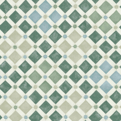 COLE & SON 113/11033.CS.0 ZELLIGE OLIVE & PRINT ROOM BLUE Wallpaper - Eade's Wallpaper