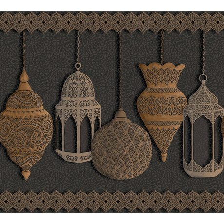 COLE & SON 113/6015.CS.0 FEZ SILVER & BRONZE ON CHARCOAL Wallpaper - Eade's Wallpaper