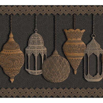COLE & SON 113/6015.CS.0 FEZ SILVER & BRONZE ON CHARCOAL Wallpaper - Eade's Wallpaper