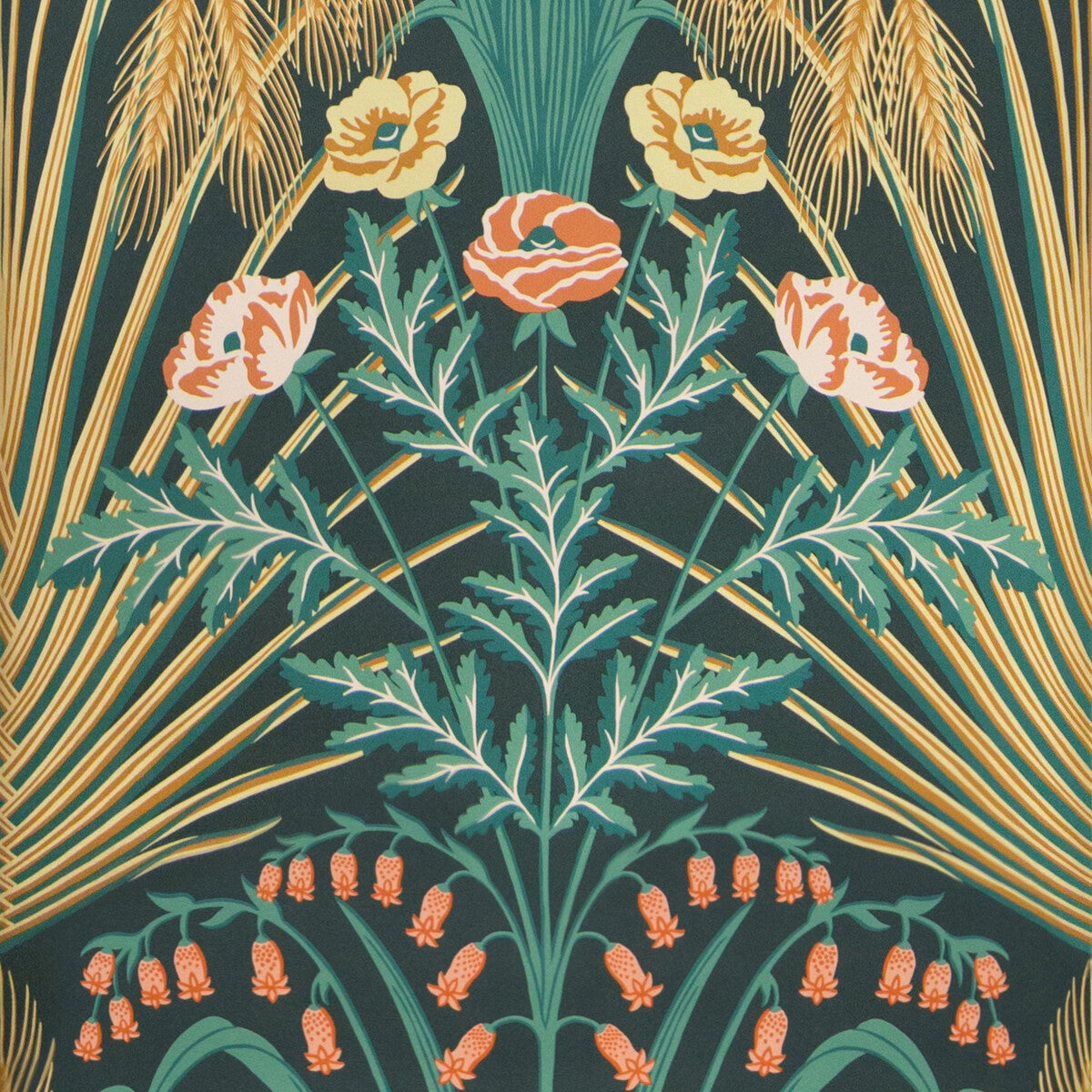 COLE & SON 115/3010.CS.0 BLUEBELL TEAL/GOLD/PETROL Wallpaper - Eade's Wallpaper