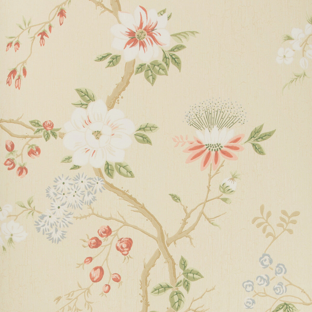 COLE & SON 115/8023.CS.0 CAMELLIA CORAL/SAGE/BUTTERC Wallpaper - Eade's Wallpaper