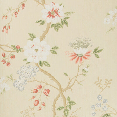 COLE & SON 115/8023.CS.0 CAMELLIA CORAL/SAGE/BUTTERC Wallpaper - Eade's Wallpaper