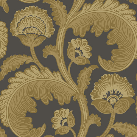 COLE & SON 116/7027.CS.0 FANFARE FLOCK OCHRE/CHAR Wallpaper - Eade's Wallpaper