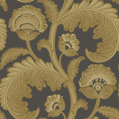 COLE & SON 116/7027.CS.0 FANFARE FLOCK OCHRE/CHAR Wallpaper - Eade's Wallpaper