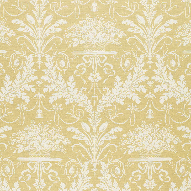 Schumacher Clairemont Damask Yellow Fabric