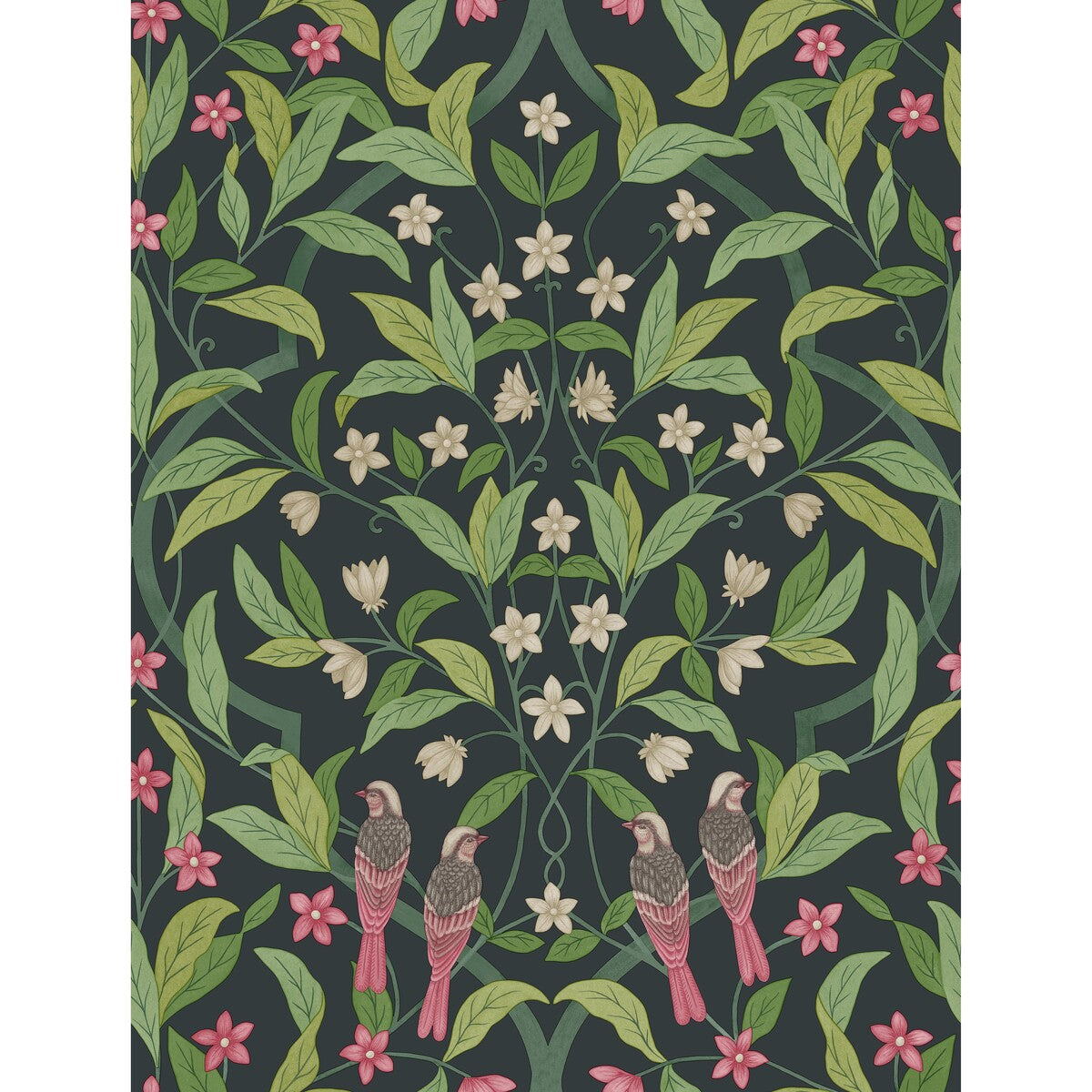 COLE & SON 117/10028.CS.0 JASMINE & SERIN SYMPHONY ROSE/GRN/VIRIDIAN Wallpaper - Eade's Wallpaper