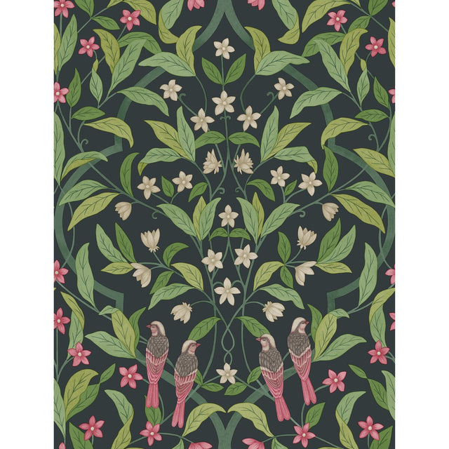COLE & SON 117/10028.CS.0 JASMINE & SERIN SYMPHONY ROSE/GRN/VIRIDIAN Wallpaper - Eade's Wallpaper