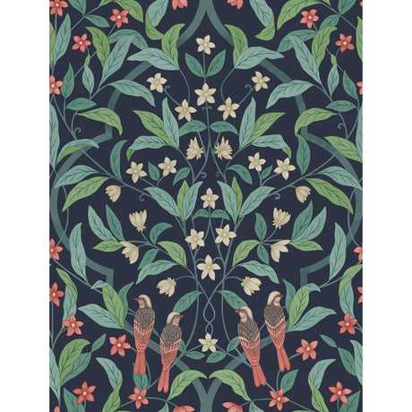 COLE & SON 117/10030.CS.0 JASMINE & SERIN SYMPHONY CORAL/PETROL/INK Wallpaper - Eade's Wallpaper