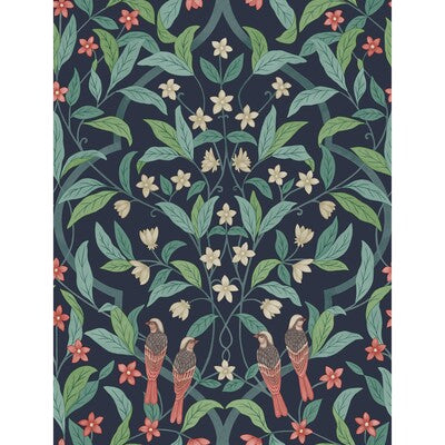 COLE & SON 117/10030.CS.0 JASMINE & SERIN SYMPHONY CORAL/PETROL/INK Wallpaper - Eade's Wallpaper