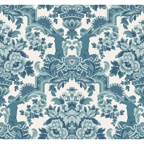 COLE & SON 117/13042.CS.0 LOLA PETROL BLUES ON WHITE  Wallpaper - Eade's Wallpaper