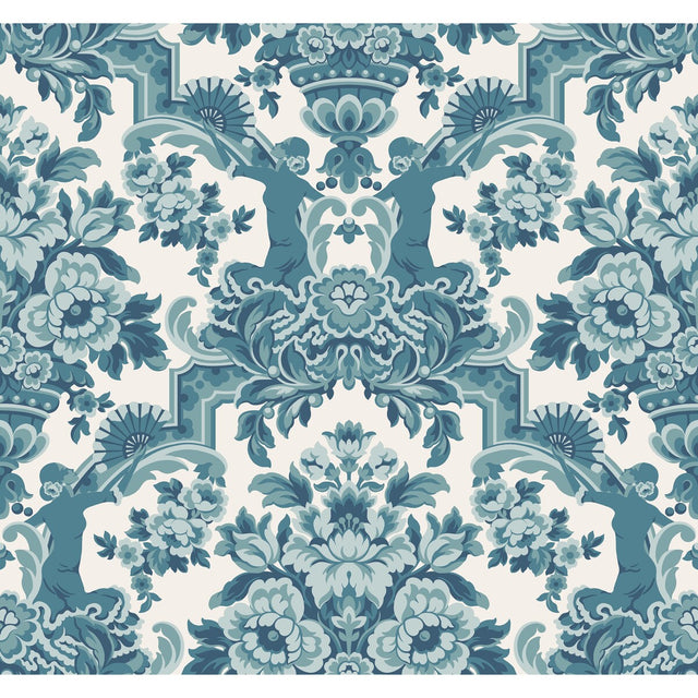 COLE & SON 117/13042.CS.0 LOLA PETROL BLUES ON WHITE  Wallpaper - Eade's Wallpaper