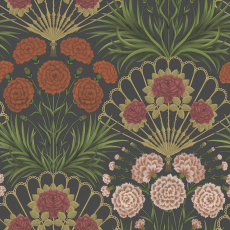 COLE & SON 117/14043.CS.0 FLAMENCO FAN CERISE/DK TANGERINE/GOLD/BLK Wallpaper - Eade's Wallpaper