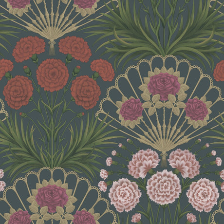 COLE & SON 117/14044.CS.0 FLAMENCO FAN MAGENTA/RED/METALLIC GLVR/INK Wallpaper - Eade's Wallpaper