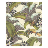 COLE & SON 119/1001.CS.0 HOOPOE LEAVES OLIVE/CHART/FUCHSIA ON CREAM Wallpaper - Eade's Wallpaper