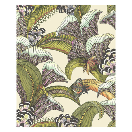 COLE & SON 119/1001.CS.0 HOOPOE LEAVES OLIVE/CHART/FUCHSIA ON CREAM Wallpaper - Eade's Wallpaper